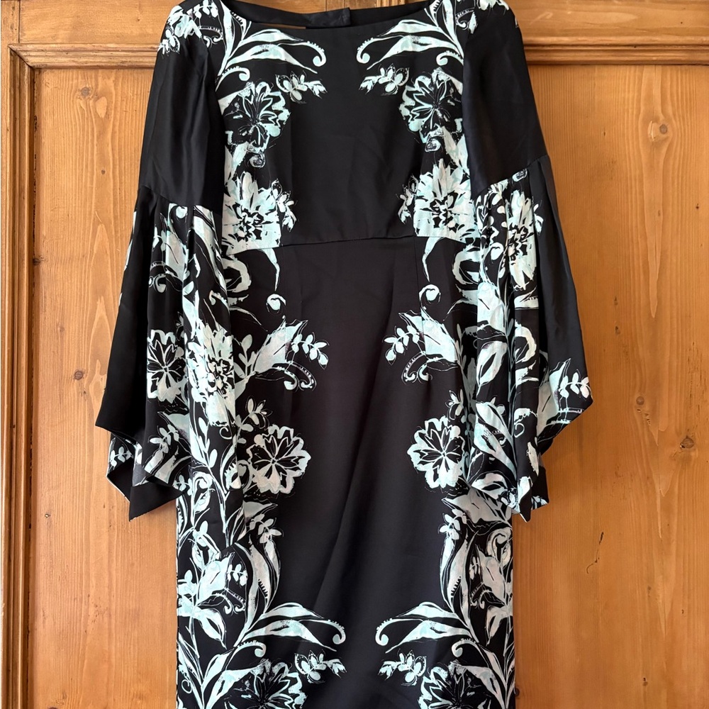Nanette Lepore Black and White Sheath Dress with Dolman Sleeves
